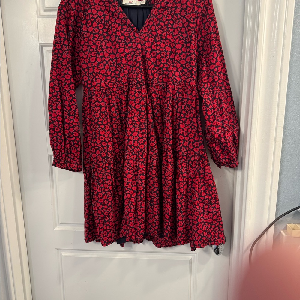 Vineyard Vines Floral Red and Navy Dress